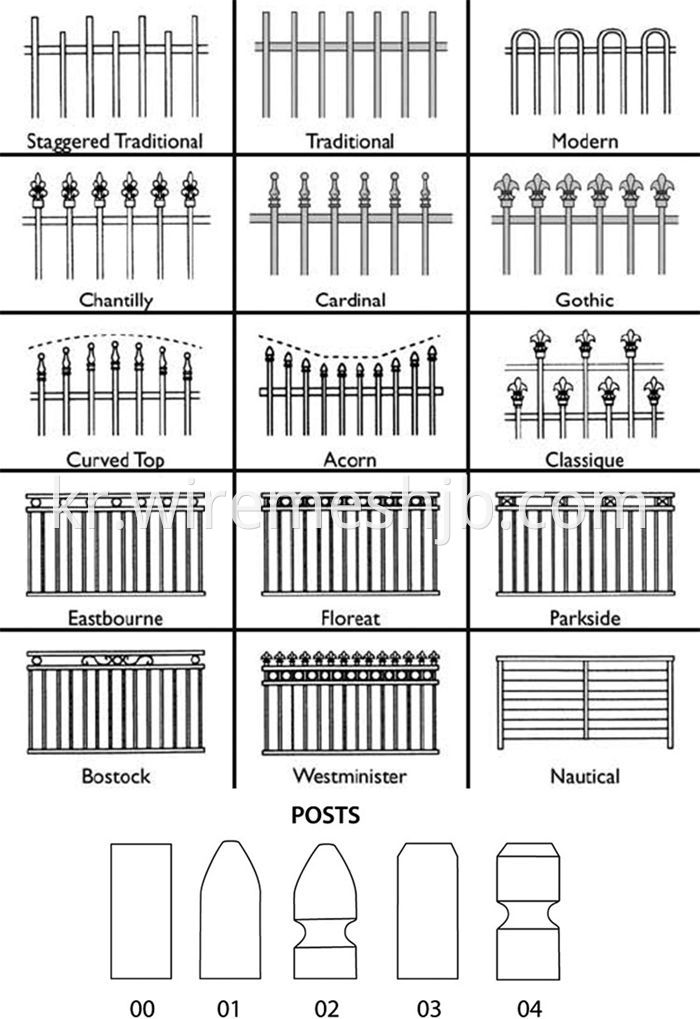 Black Color Zinc Steel Wrought Iron Fence